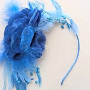 🆕 blue feather vintage inspired headband
